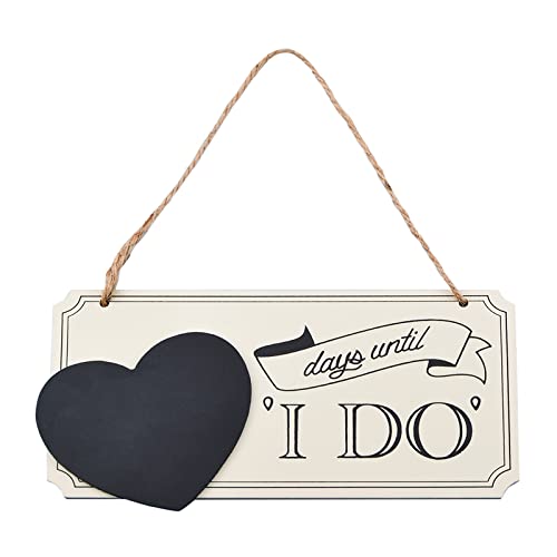 URROMA Wedding Countdown Gift, 1 Pcs Personalized Days Until Wedding Countdown with Heart Chalkboard Sign Engagement Gifts for Couples Wedding Bridal Shower Gift