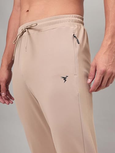 Image of TECHNOSPORT Men's Slim Fit Track Pants with Zip Pockets, ELASTO Plus Quick Dry Stretchable Lightweight Lower for Gym Running Yoga and Sports