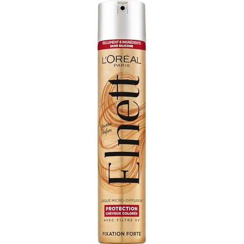 L'Oréal Paris - Laque Fixation Forte - Tenue Longue Durée 48H Indétectable - Nouvelle Formule Pour Cheveux Colorés - Enrichi en Filtres UV - Elnett Satin -...