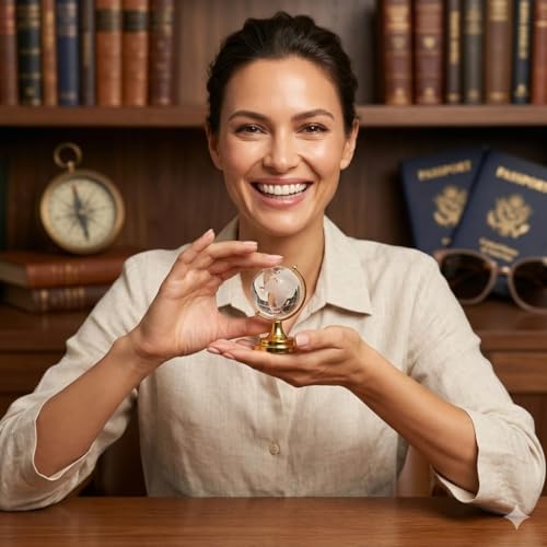 Image of SAUDEEP INDIA Feng Shui Crystal Mini Globe Idol for Home Decor with Lumba /Couple Rakhi Set Brother Bhabhi | Globe for Vastu Home Decor(Couple Rakhi with Gift Hamper)