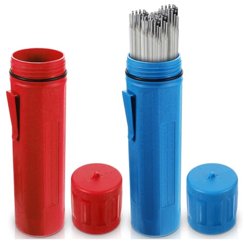 2 Pcs Welding Rod Storage Tube 14 Inch Stick Electrode Storage Container Airproof Waterproof for Welding Rod Canister(Red and Blue)