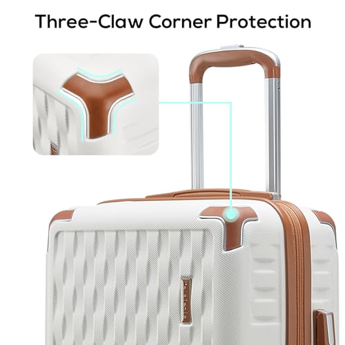 Image of Melalenia Luggage 10 Piece Sets Clearance,Large Suitcase Set Spinner Wheels with TSA Locks,Hard Shell Luggage Sets for Women Travel Suitcase (White brown)