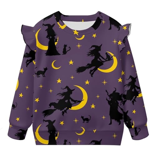 Toddler Girls Christmas Halloween Sweatshirts Thanksgiving Shirts Ruffle Tops Holiday Party Clothes 1-8 Years4