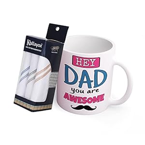 Khillayox Hey Dad You’re Awesome Coffee Mug(Ceramic) Gift for dad| Dad Handkerchief Pack of 3 | Best Gift for Father on…