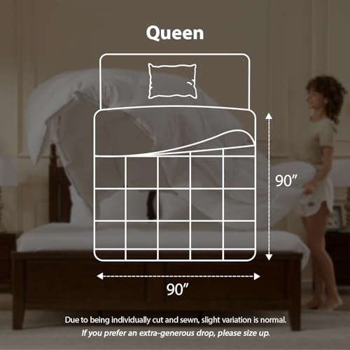 Image of Pacific Coast Goose Feather Down Fiber Comforters Queen Size, Extra Fluffy White Duvet Insert, Ultra-Soft, Breathable, All Season Hotel Luxury Bedding Comforters, 8 Corner & Center Loops (90 inchx90 inch)