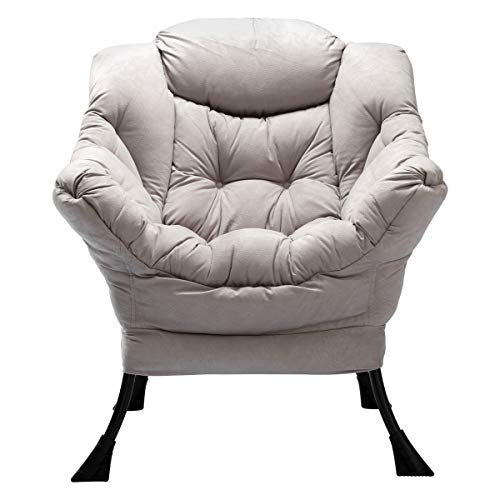 Hollyhome Modern Fabric Lazy Chair, Accent Contemporary Lounge Chair, Single Steel Frame Leisure Sofa Chair With Armrests And A Side Pocket, Grey #TOP3