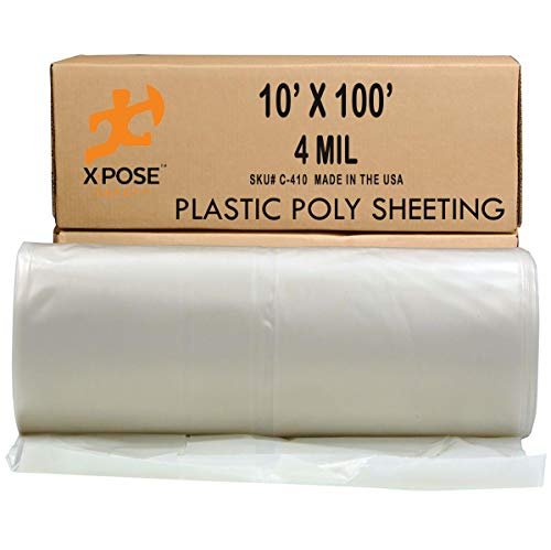 Clear Poly Sheeting - 10x100 Feet – Heavy Duty, 4 Mil Thick Plastic