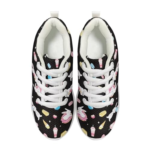 Kids Sneakers for Boys Girls Laces Up Running Shoes for School Lightweight Comfort Tennis Shoe Size Little Kids 11.5-13 Big Kids 1-3 White Sole2