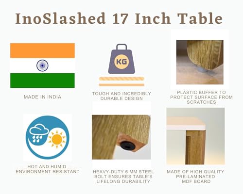 Image of InoSlashed Beautiful Wooden Side Table /End Table /Plant Stand /Tea Table /Stool Living Room Furniture Square Shape (17 Inch Height) (Wooden Brown)