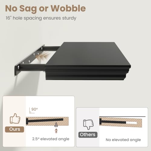Image of 30 Inch Floating Shelves for Wall, 9.3 inchD Crown Molding Wood Display Shelf