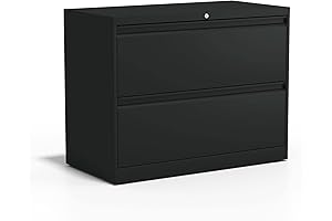 2 Drawer Lateral File Cabinet for Legal Sized Documents, Black