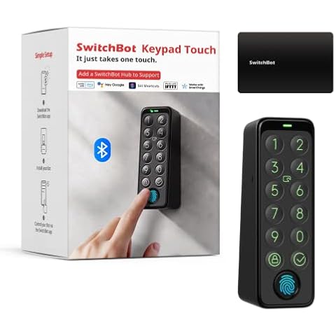 SwitchBot Smart Keypad Touch für SwitchBot Smartes Türschloss, schlüsselloser Zutritt per Fingerabdruck, IP65 wasserdicht, unterstützt virtuelle Passwörter für Haussicherheit Cover