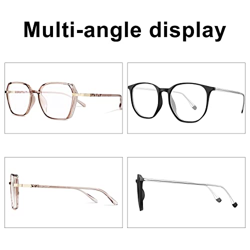 Image of ROCKNIGHT Hexagon Fashion Glasses for Women Blue Light Glasses for computer tablet phone digital screen purple+tea 2 packs