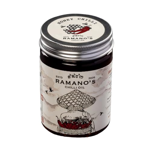 Image of RAMANO'S Honey Chilli 240 Gms, Sweet & Spicy Sauce with Pure Honey, Sichuan Peppercorns, 5 Chillies with No Sugar Added, Perfect for Grilling, Marinades, Dips for Rice, Noodles, Pizza & Pasta