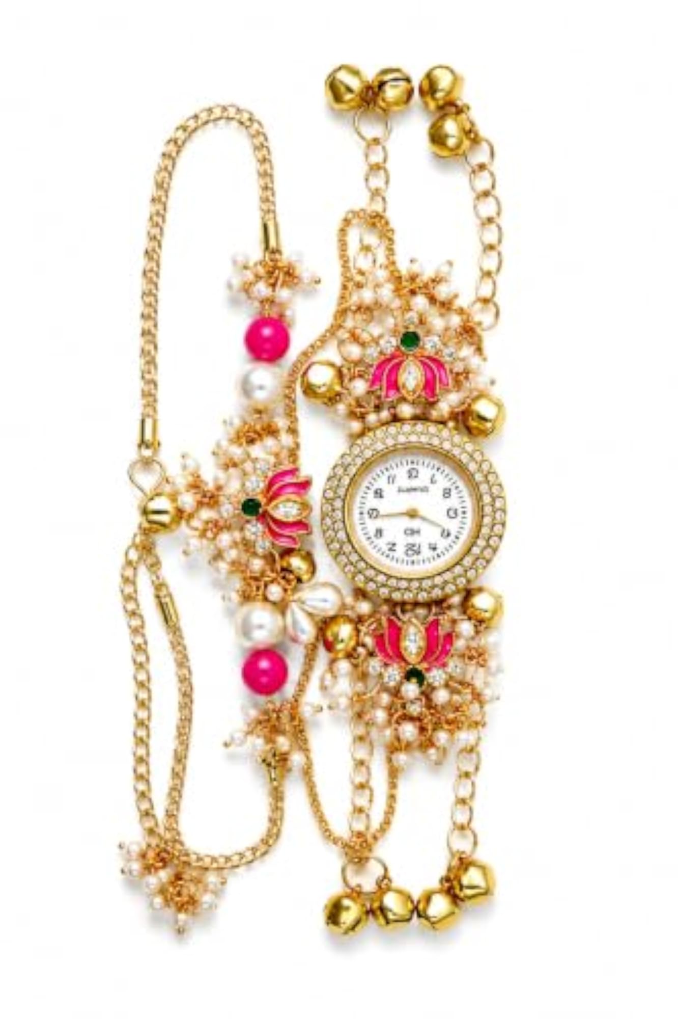 Designer Rakhi for Brother with Watch Style Dial & Pearl Beads