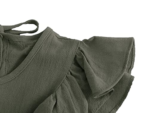 Toddler Girls Ruffle Sleeve Cotton Linen Dress Sleeveless Baby Girl Back Tie Dress Kid Casual Sundress2