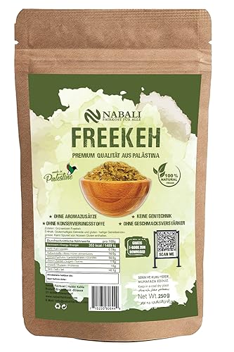 NABALI FAIRKOST FÜR ALLE Freekeh nach Ottolenghi – Gerösteter grüner Hartweizen – Vollkorn Frikeh aus dem Nahen Osten (250 g)