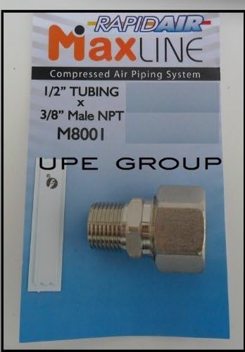 Compressed air 1/2 tubing x 3/8 Male NPT FITTING M8001 by RAPIDAIR MAXLINE