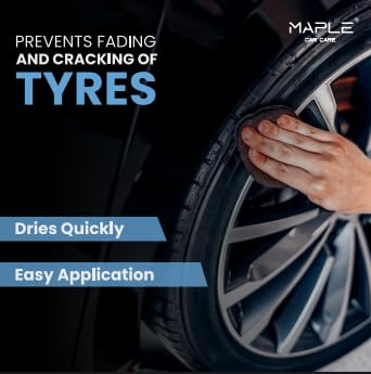 Image of Maple Car Care Premium Tyre Dressing Gel 1L | Long-Lasting Deep Black Tyre Polish & Shine | UV Protection Non-Greasy Formula Prevents Fading, Cracking & Dryness | Restores Tyres to Fresh New Look