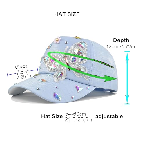 Gorra de béisbol con mariposas y abejas brillante para mujer miniatura 3