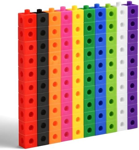 HOTUT Steckwürfel, 100 Stück Steckwürfel Grundschule, Rechenwürfel Grundschule, Lernen Lernspiele, Mathe Würfel zum Zählen, Rechenhilfe Geschenk ab 3-8 Jahren Jungen und Mädchen