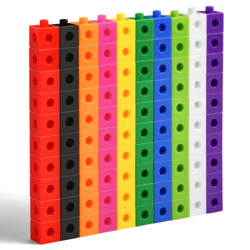 HOTUT Steckwürfel, 100 Stück Steckwürfel Grundschule, Rechenwürfel Grundschule, Lernen Lernspiele, Mathe Würfel zum Zählen, Rechenhilfe Geschenk ab 3-8 Jahren Jungen und Mädchen