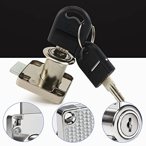 2 Sets Security Drawer Lock Furniture Lock Cylinder Zinc Alloy Cam Lock for Mailbox Drawer Cupboard Cabinet, Silver (DUYIT07)