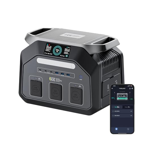 IEE 1800W Estación de Energía Portátil P1800, Generador Solar 1024Wh, Batería LiFePO4, Carga Rápida 80% en 45min, APP, Power Station para Camping/Caravana/Emergencias