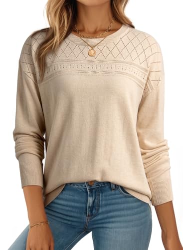 Dokotoo Wool Pullover Sweaters 2025 Fall Quiet Luxury Clothes Winter Sweaters for Women Fashion Lightweight Ladies Comfort Warm Long Sleeve Hollow Out Dressy Casual Cute Tops Sweater