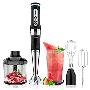 Cordless Hand Blender: 4-in-1 USB Rechargeable Immersion Blender, 21 Variable Speeds & 3-Angle Adjustable with 700ml Chopper, 700ml Beaker, Egg Whisk and Beater for Smoothies, Soup, Baby Food (Black)