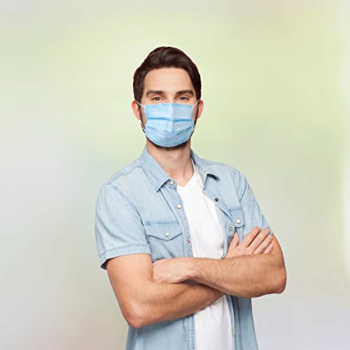 2000 PCS Bulk Blue Face Masks (40 Boxes, 50pcs/Box), Non Woven Thick 3-Layers Breathable Facial Masks with Adjustable Earloop, Mouth and Nose