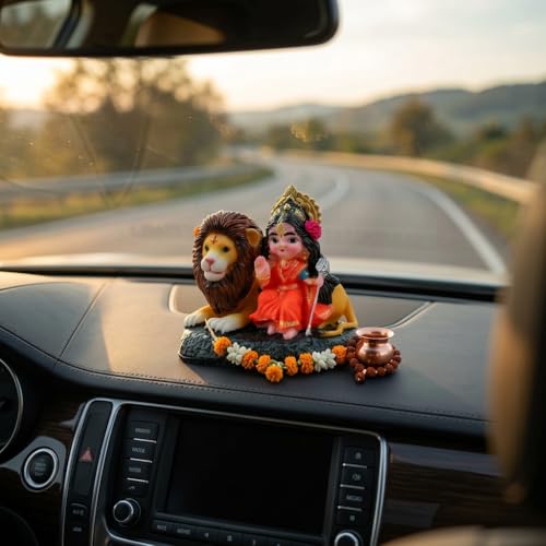 Image of ZAICUS Durga Maa Idol with Lion for Home Temple Decor | Sherawali MATA Murti for Pooja Room, Mandir & Office | Goddess Statue for Navratri, Housewarming & Spiritual Gift