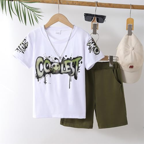 Image of Yoxindax Boys Clothes 2-Piece Casual Street Style Turn-Down Collar Half Zip Kids 4-12 Years Teen Boys Summer Outfits