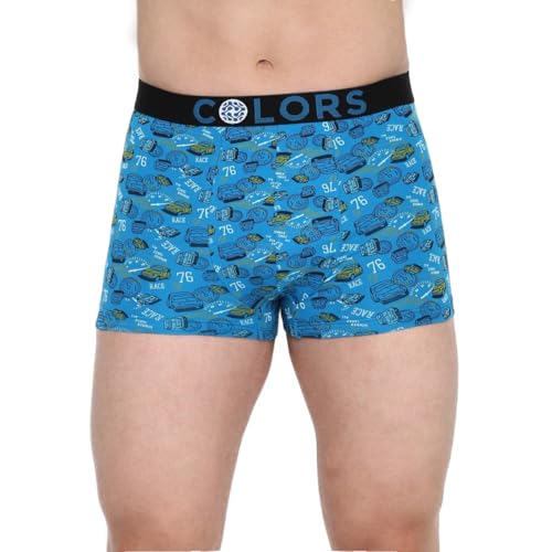 Image of COLORS Rupa Frontline Men's Printed Mini Trunks | Soft-Touch Cotton Stretch | Snug Fit | Breathable Fabric | Pack of 1-90 Cm, Blue