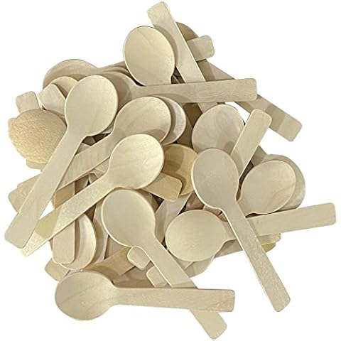 200pcs 4 inch Mini Wooden Spoons, Biodegradable Compostable Birchwood, Food Grade Disposable Spoons Disposable Wooden Cutlery for Parties, Weddings, Camping. Cover