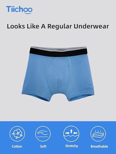 Night Time Underwear for Boys Leakproof Boxer Briefs 5 Pack(Medium, Black/Gray/Orange/Azure/Green)2