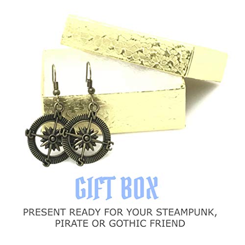 Steampunk Nautical Pirate Compass Earrings Pendant Charm Dangle in Antique Style and Necklace Jewelry2