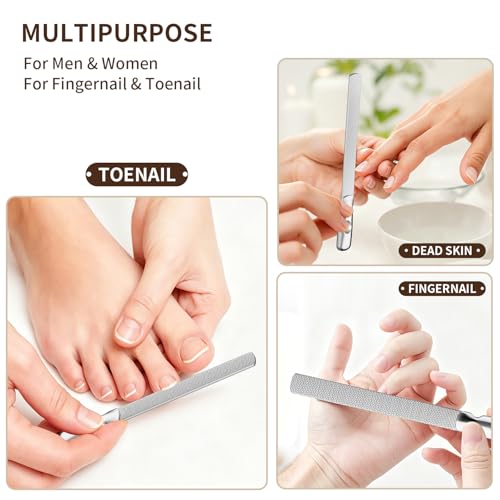 Image of ZIZZON Professional Stainless Steel Nail Files Double Sided for Women and Men, Heavy Duty Reusable Manicure Filer for Natural Nails, Great for Home Salon or Travel Use 2 Pieces