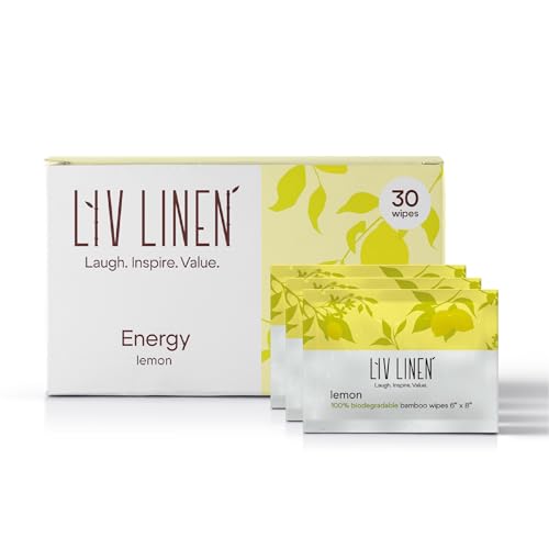 Image of Bamboo Deodorant Wipes - 30 count - Individually Packaged - Aromatherapy Scents (Lemon, Lavender, Aloe and Coconut) (30 count, Lemon)