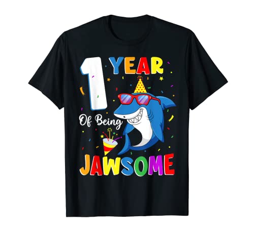 1 Year Of Being Jawsome Shark 1st Birthday 1 year old B-Day Maglietta