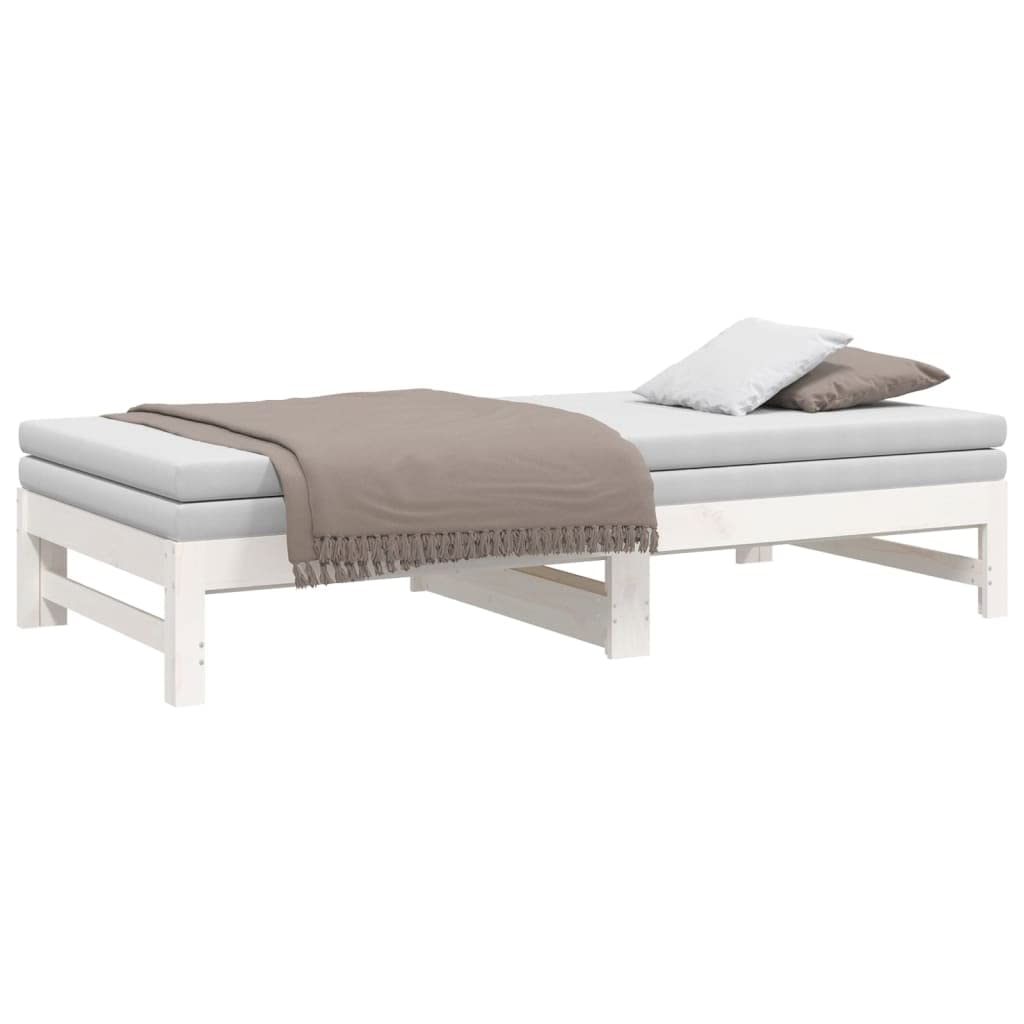 vidaXL Dormeuse Estraibile Bianca 2X(75x190) cm Legno Massello di Pino