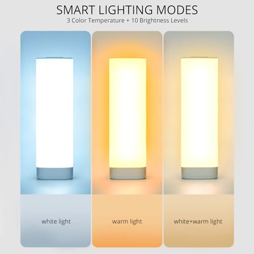 Semlos 004-20168-W-1 Led Table Lamp For Bedroom, Reading Night Light With 3 Color And 10 Dimmable Brightness, Bedside Lamp Touch With Remote Control thumb #1