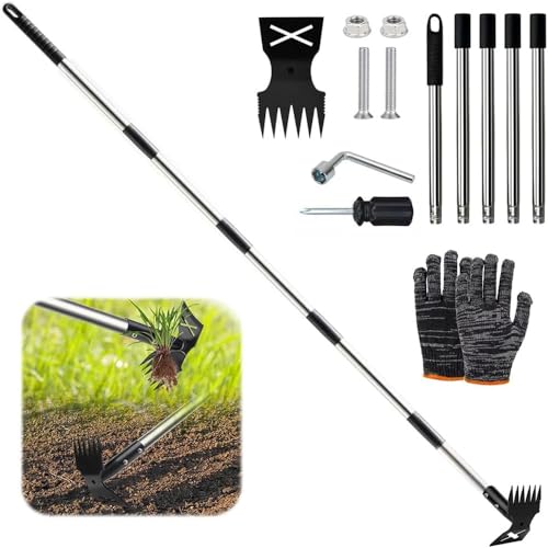 TUIBEIDAMAI Unkrautstecher mit Langem Stiel 180cm, unkrautjäter Hand, 2-in-1 Unkrautrechen und Gartenhacke, Unkrautzieher Werkzeug,Gartengeräte Unkraut Jäten für Hof, Rasen, Terrasse und Garten TUIBEIDAMAI Unkrautstecher mit Langem Stiel 180cm, unkrautjäter Hand, 2-in-1 Unkrautrechen und Gartenhacke, Unkrautzieher Werkzeug,Gartengeräte Unkraut Jäten für Hof, Rasen, Terrasse und Garten
