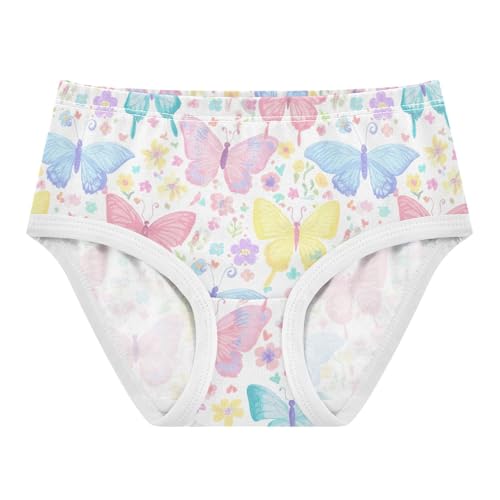 Joisal Cotton Girls Underwear Toddlers Pastel Butterflies Flowers Print Panties Little Girl Funny Underpants Briefs 2t