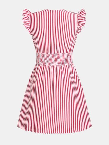 Image of CUPSHE Women's Striped Summer Dresses V Neck Casual Mini Dress Flutter Sleeve Ruffle Button Sundresses