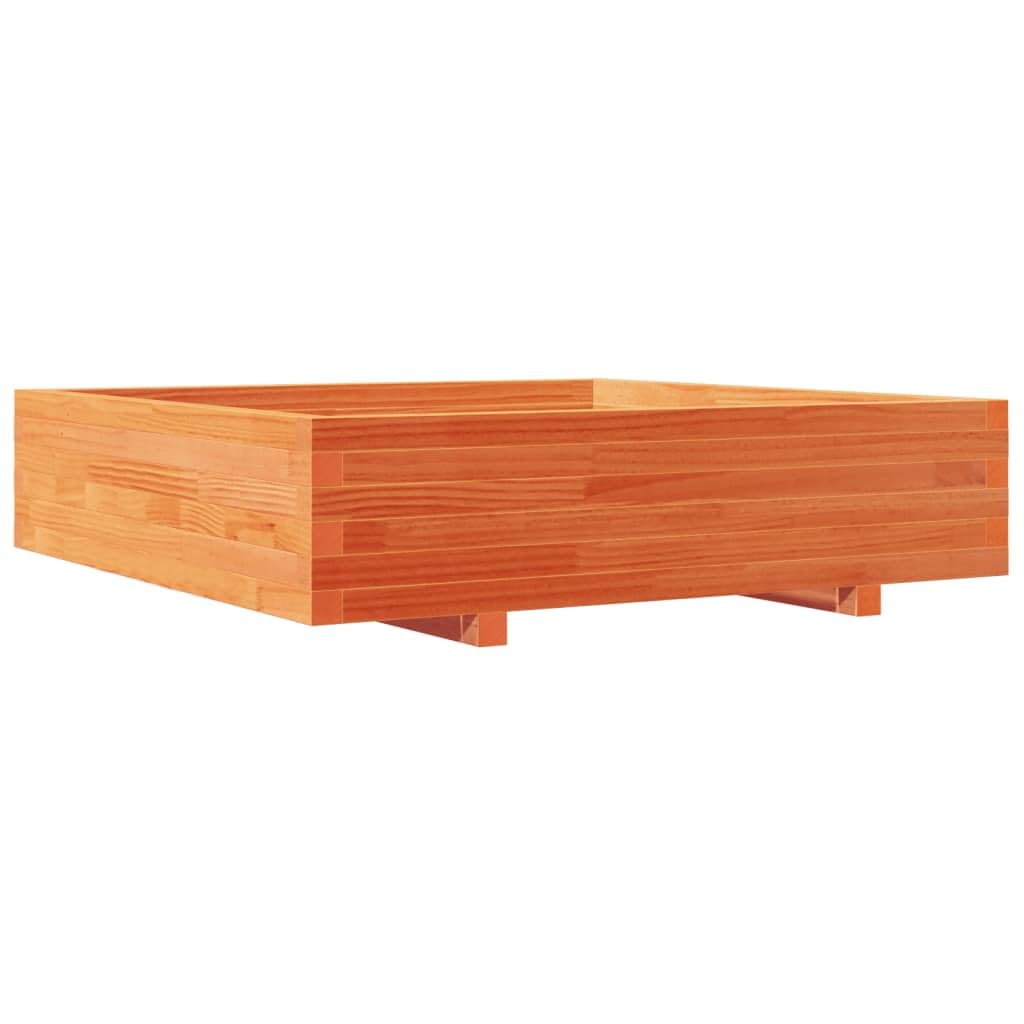 Sadzarka ogrodowa 100 x 100 x 26,5 cm z litego drewna sosnowego, brązowa doniczka na rośliny, warzywa, zioła aromatyczne, dekoracja zewnętrzna, wymagany montaż