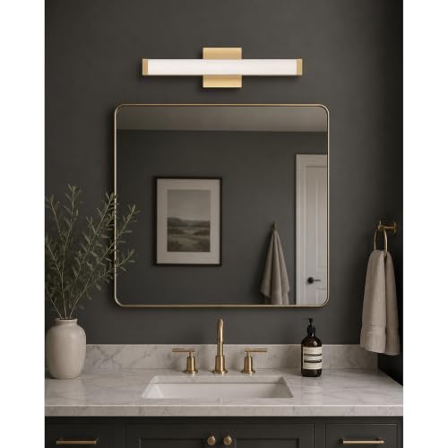 Image of Maxim Lighting Spec Vanity 24 inch 1-Light Bath Vanity Light | Gold Aluminum Finish | White Pmma Acrylic Shade | Contemporary Indoor Light Fixture | Ideal for Bathrooms & Powder Rooms | 52002GLD
