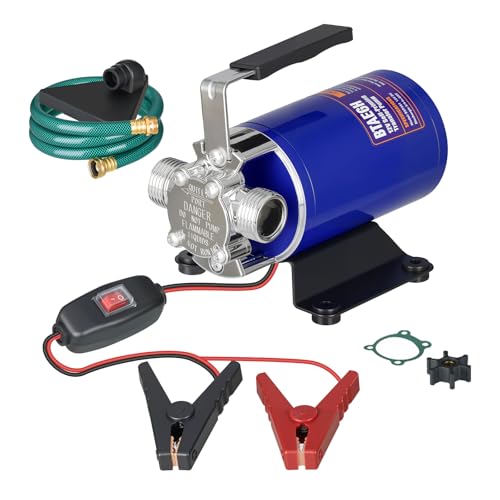 BTAEGH 12V Portable Electric Water Transfer Pump Self-Priming Utility Pump with On/Off Switch and Suction Hose Kit for Home RV Camper Swimming Pool Aquarium Garden Irrigation