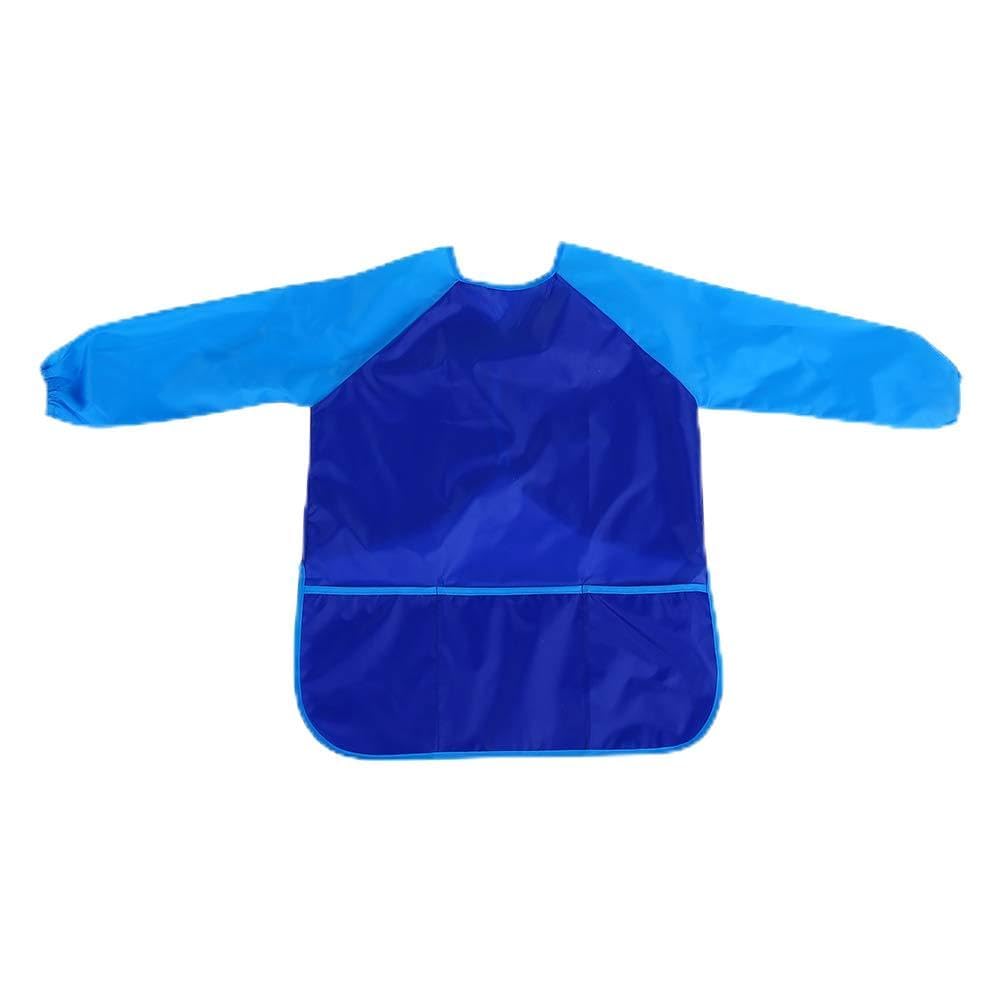 Water Proof Kids Art Smock, Long Sleeve Apron with 3 Pockets, 60cm Nylon Painting Smock for Children 3-8 Years, Ideal for Drawing, Cooking & Crafts