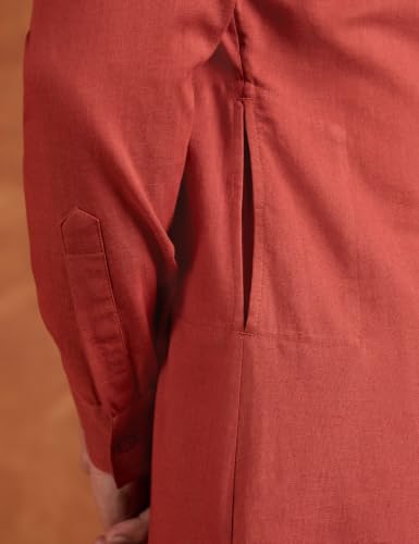 Image of Amazon Brand - Symbol Men's Cotton Blended Full Sleeve Kurta| Regular Fit | Classic Mandrin Collar| Front Half Open | Available in Plus Sizes